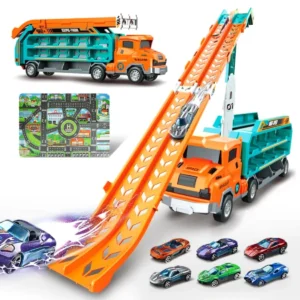 Brinquedo dobrável do caminhão do portador do carro com carros fundidos da liga,